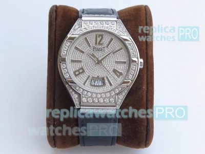 Swiss Grade Replica Piaget Polo Silver Diamond Watch